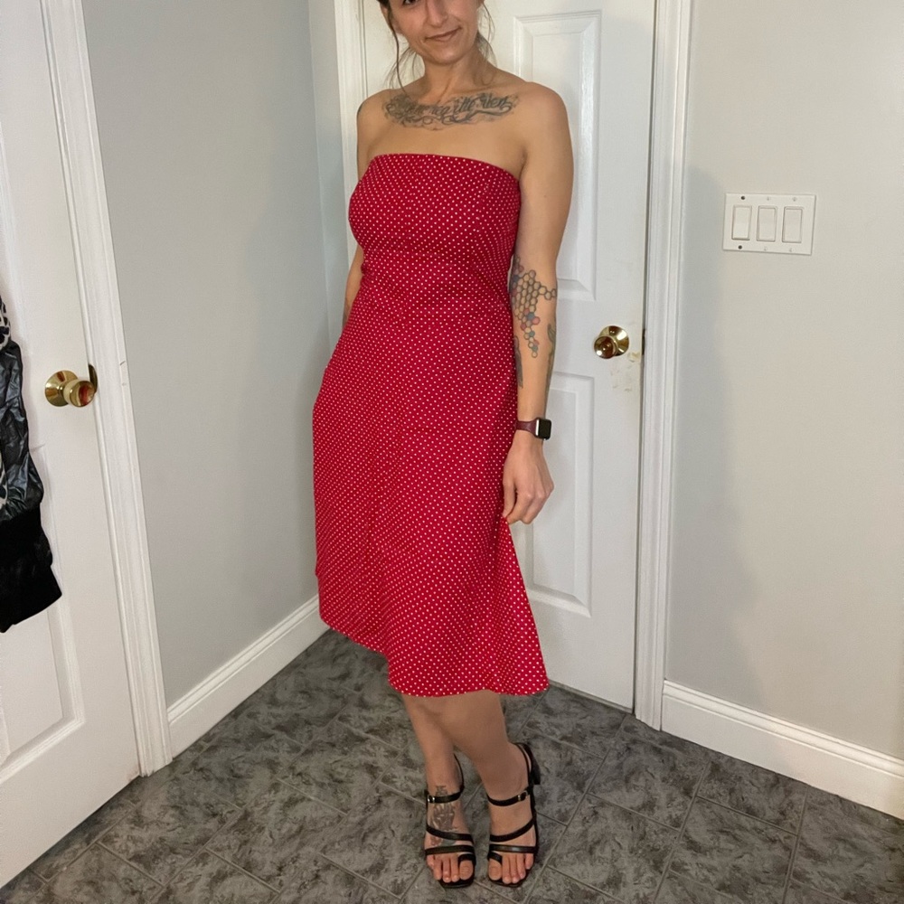 Jonathan Martin Red Dress with white polka dots
